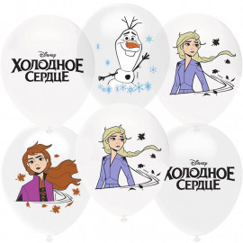 Шар (12''/30 см) Холодное сердце, Белый, Прозрачный