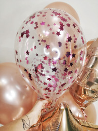 Шар с конфетти, Звездочки, Розовый