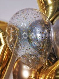 Шар с конфетти, Стружка, Серебро, Золото