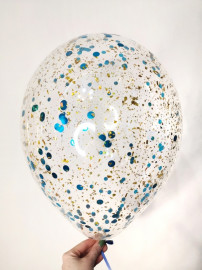 Шар с конфетти, Стружка золото и Синие