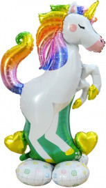 Фигура на подставке, Радужный единорог, (50''/127 см)