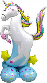 Фигура на подставке, Голубой, Единорог, (50''/127 см)